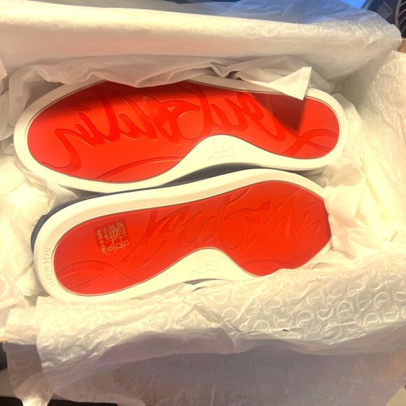 Christian Louboutin Varsiboat Men Shoes Nubuck leather Marine Blue Size 44 US11 - Picture 5 of 13